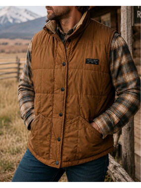 Smith + Rogue Front Range Wool Insulated Vest Sz L Brown Western Ranch Outdoor